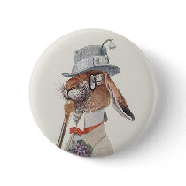 Cute Vintage Easter Bunny Rabbit Pinback Button