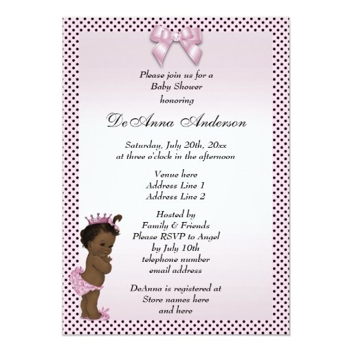 Cute Vintage Ethnic Princess Baby Shower Personalized Invite