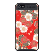 Cute Vintage Floral Red White Vector iPhone 5 Case