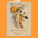 Cute Vintage Halloween Art with Customizable Text cards
