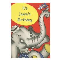 Cute Vintage Kids Party Invitations Sweet Elephant