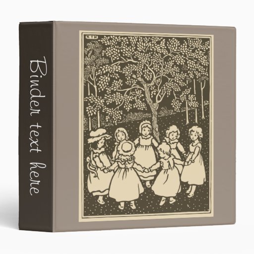 Cute vintage little girls dancing jingo ring binder
