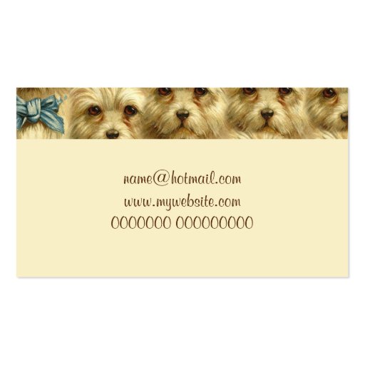 Cute Vintage Pedigree Dog Terrier Portrait Collage Business Card Templates (back side)