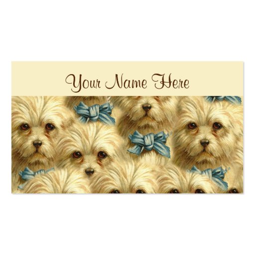 Cute Vintage Pedigree Dog Terrier Portrait Collage Business Card Templates (front side)