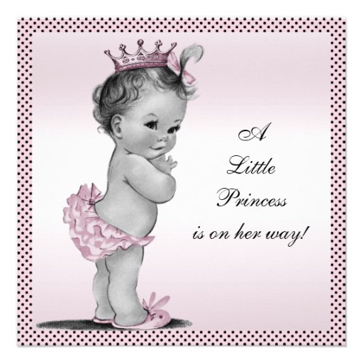 Cute Vintage Princess Baby Shower Personalized Invites