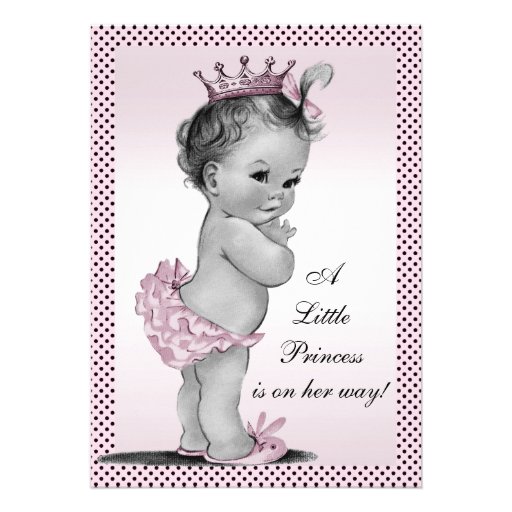 Cute Vintage Princess Baby Shower Personalized Invitations