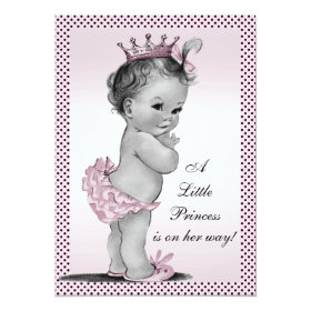 Cute Vintage Princess Baby Shower 5x7 Paper Invitation Card