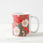 Cute Vintage Retro Floral Red White Vector Mugs