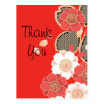 Cute Vintage Retro Floral Red White Vector Postcards