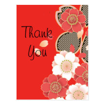 Cute Vintage Retro Floral Red White Vector Postcards