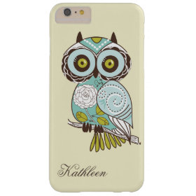 Cute Vintage Retro Groovy Owl Monogram Barely There iPhone 6 Plus Case