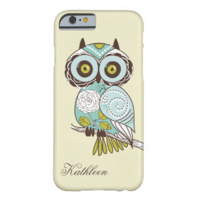 Cute Vintage Retro Groovy Owl Monogram Barely There iPhone 6 Case