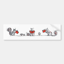 Cute Vintage Squirrels Reading Books Bumper Stickers