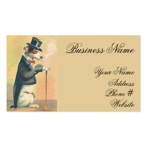 Cute Vintage Top Hat Dog Business Card Template (front side)