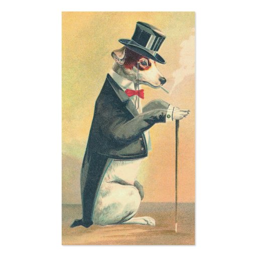 Cute Vintage Top Hat Dog Business Card Template (back side)
