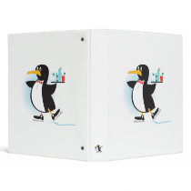 cute waiter penguin on skates 3 ring binders