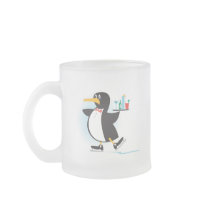 cute waiter penguin on skates coffee mug
