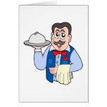 Cute waiter with meal cards