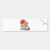 cute waiting at the bus stop school bear bumper sticker