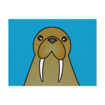 Cute Walrus Cartoon Post Card