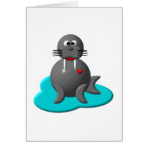 Cute walrus in water greeting cards
