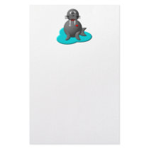 Cute walrus in water customized stationery