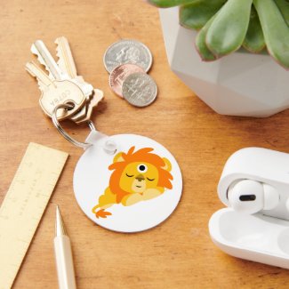Cute Watchful Cartoon Lion keyring keychain