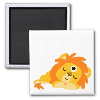 Cute Watchful Cartoon Lion magnet magnet
