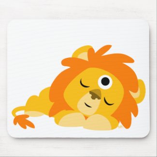 Cute Watchful Cartoon Lion mousepad mousepad
