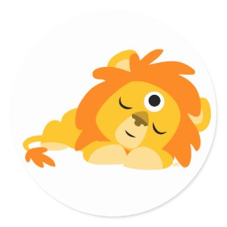 Cute Watchful Cartoon Lion sticker sticker