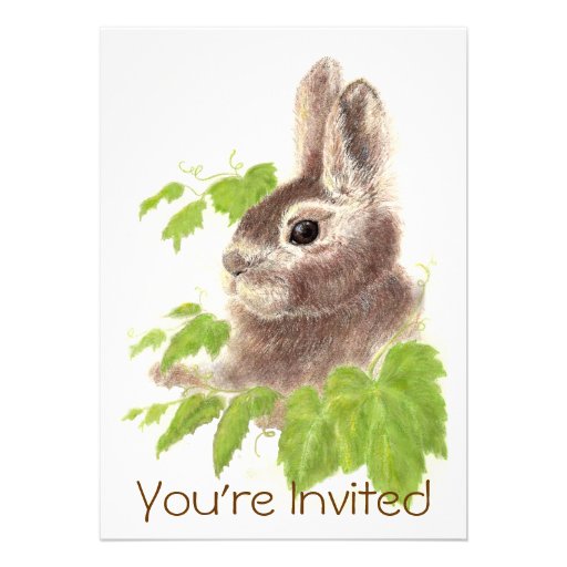 Cute Watercolor Bunny Rabbit Birthday Party Invite