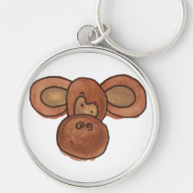 Cute Watercolor Cartoon Monkey Keychain