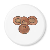 Cute Watercolor Cartoon Monkey Magnet by sarahwolf2 Cute Watercolor Cartoon Monkey Magnet