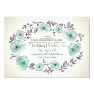 Cute watercolor flowers wreath wedding invites 5