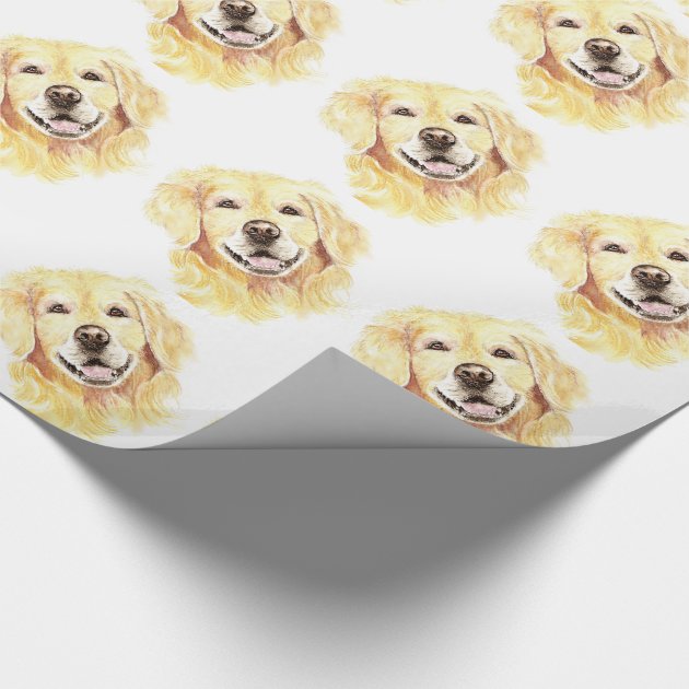 Cute Watercolor Golden Retriever Dog Pet Animal Wrapping Paper 4/4