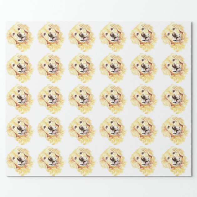 Cute Watercolor Golden Retriever Dog Pet Animal Wrapping Paper