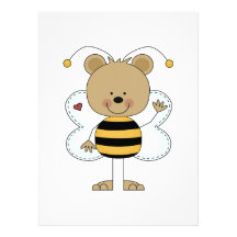 cute waving bumble bee bear personalized invitations