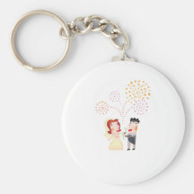 Cute, "wedding couple" cartoon design key chains