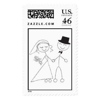 Cute Wedding Couple Postage Stamp Bride And Groom