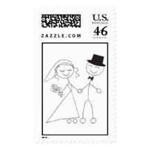Cute Wedding Couple Postage Stamp Bride And Groom