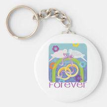 Cute, "Wedding" Forever Doves design Key Chains