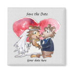 Cute Wedding Save the Date Cartoon Magnets magnet