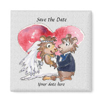 Cute Wedding Save the Date Cartoon Magnets by zooogle Cute Wedding Save the Date Cartoon Magnets