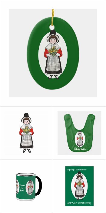 Cute Welsh Girl St David's Day Gifts and Cards