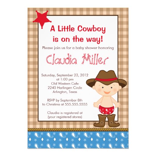 Cute Western Cowboy Baby Shower Invitation