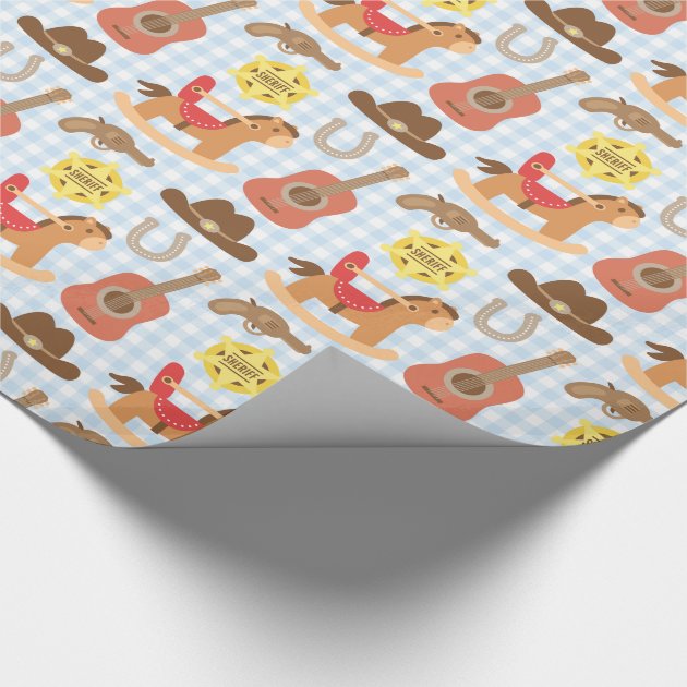 Cute Western Cowboy Pattern Baby Shower Wrapping Paper 4/4