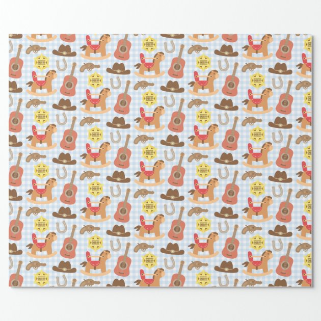 Cute Western Cowboy Pattern Baby Shower Wrapping Paper 2/4