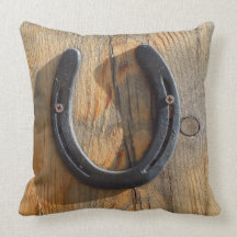 Cute Western Rustic Good Luck Horse Horseshoe Pillow