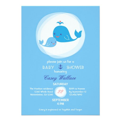 Cute Whale Baby Shower Invitation
