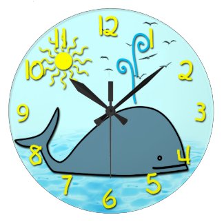 Cute Whale Kid's Round Wall Clock